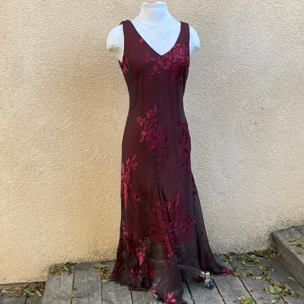 90’s Y2K Silk Burnout Velvet Maxi Dress